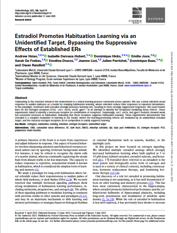 Our Estradiol study published in Endocrinology